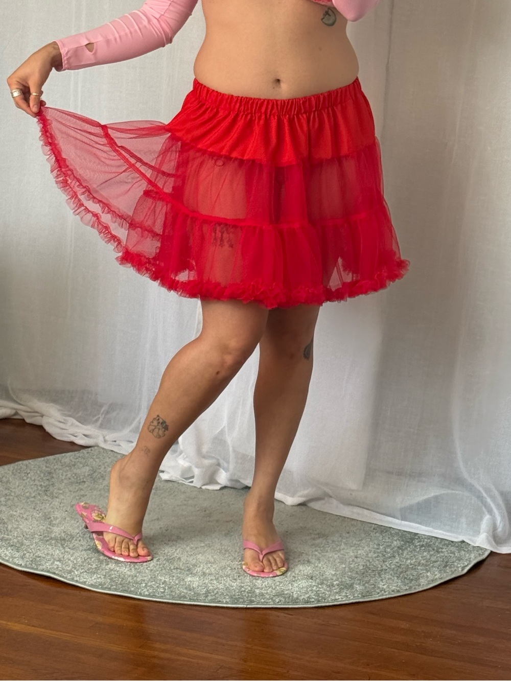 ✿ ♡ red tulle petticoat mini skirt ♡ ✿